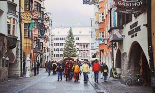 People walking in Innsbruck old town