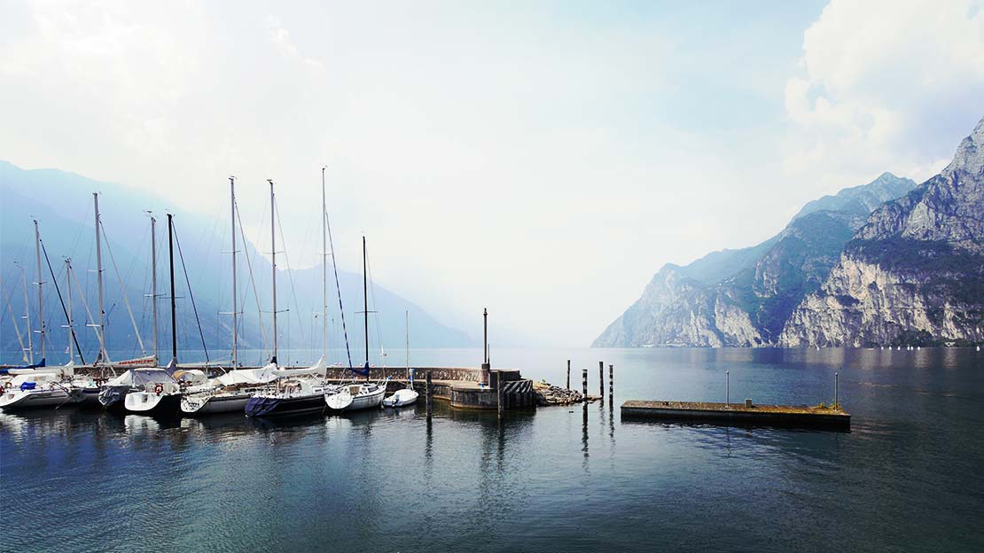 Yachts on the water at Lake Garda