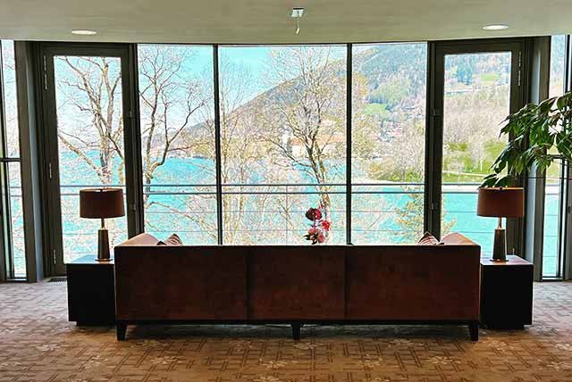 View from a hotel window of Tegernsee lake