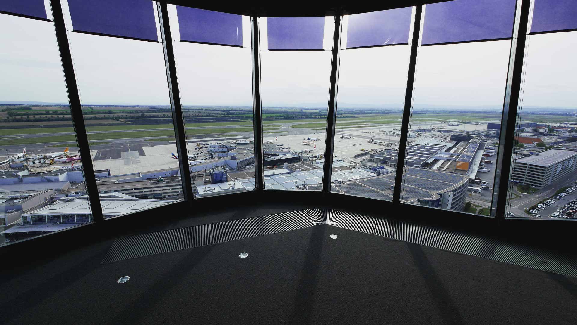 View from an event venue above an airport