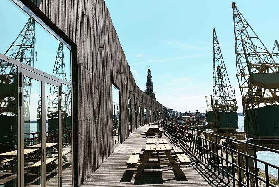 Quayside bar in Antwerp harbour