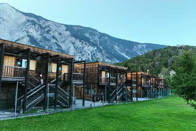 Log cabins in the mountains