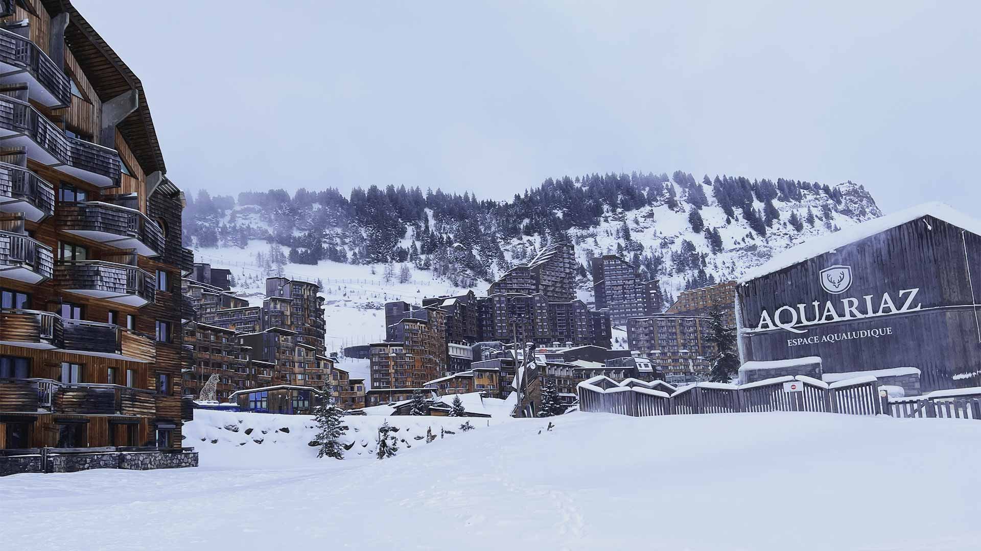 Ski piste running through Avoriaz, France