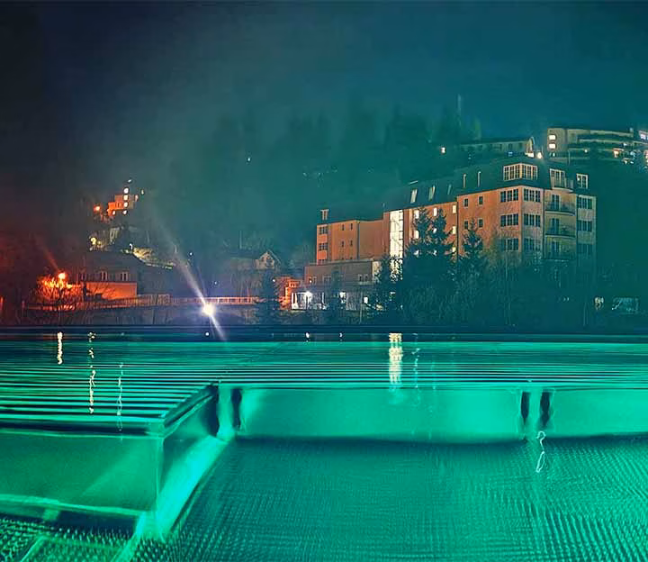 Rooftop spa pool in the dark