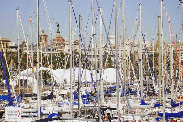 Boat masts in a marina