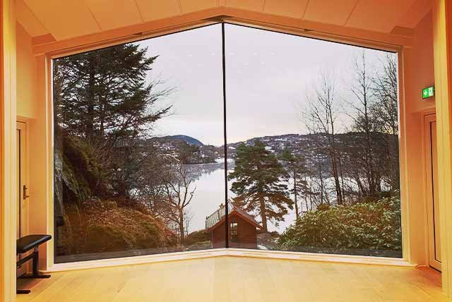 View from a venue window over water
