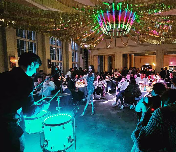 Priavte music performance with illuminated drums