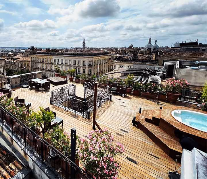 Rooftop views over the Bordeaux skyline