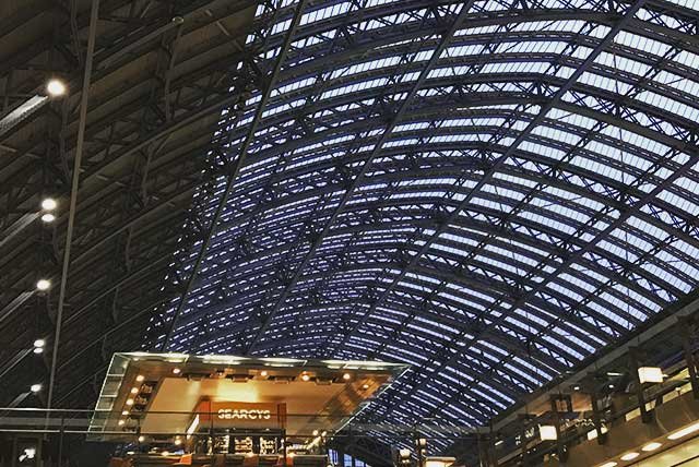 Curved roof of a railway station