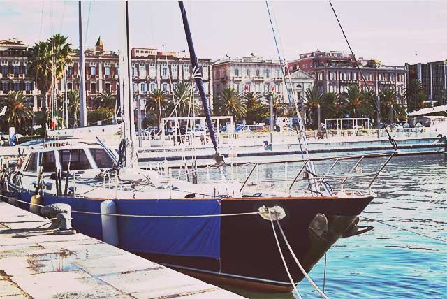 Boat moored in a marina
