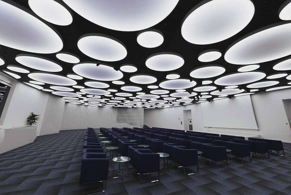 Conference room with modern light display