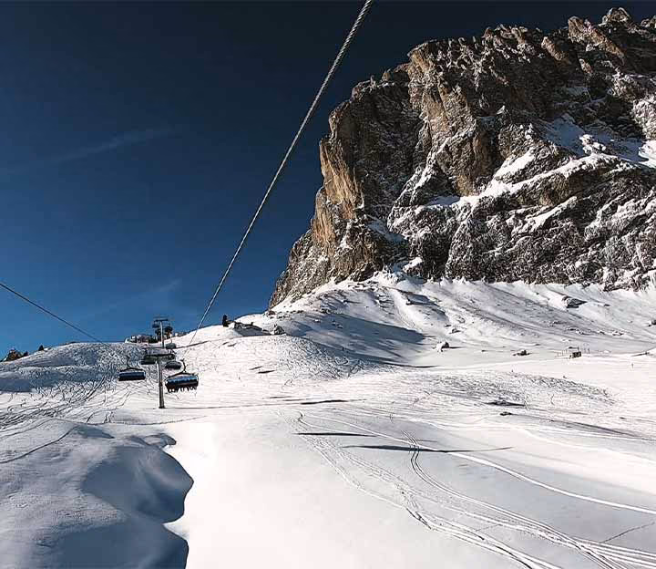 The Dolomites covered in snow