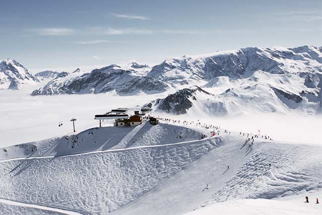 View over a ski area