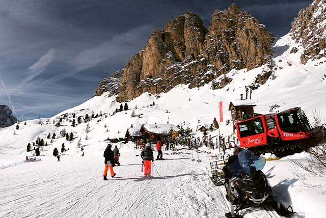 Skiers on a ski piste