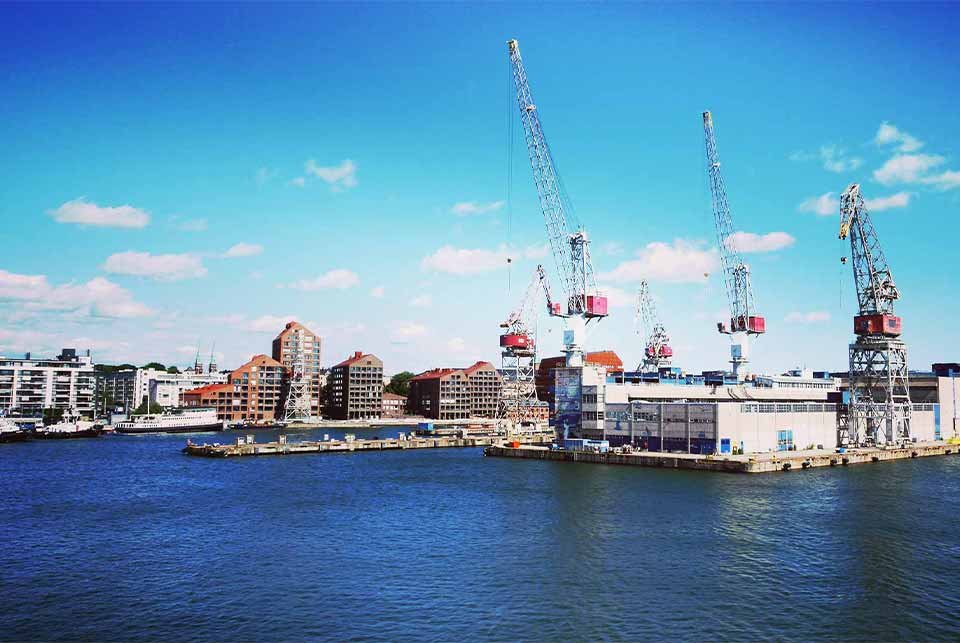 Cranes on the dock side in Helsinki