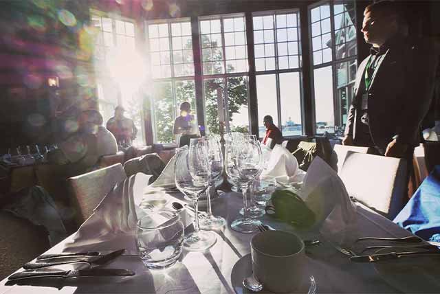 Light streaming into a restaurant
