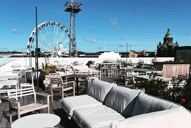 Sofa on a rooftop in Helsinki