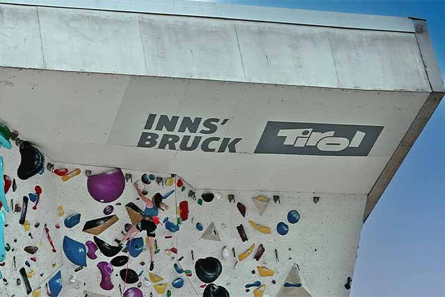 Person on a climbing wall