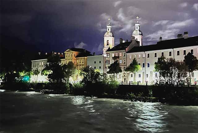 View over the River Inn toward Innsbruck Old Town