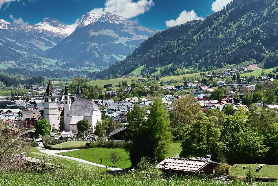 View over KItzbühel on a sunny day