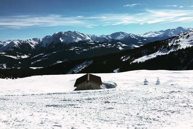 Snowy mountain fields