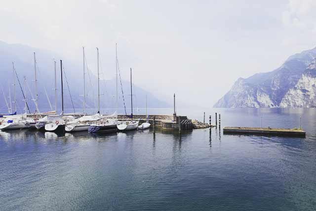 Yachts in a marina on lake garda