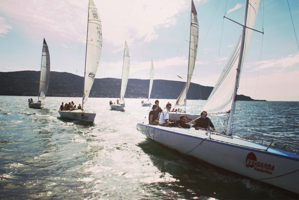 Yachts sailing on lake garda