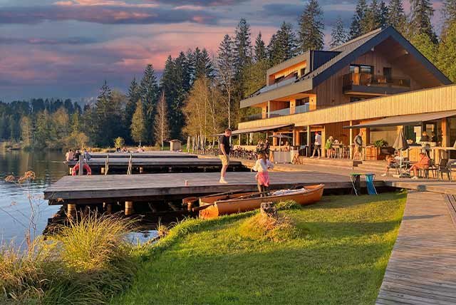 Bathing terraces on Schwarzsee Lake in KItzbühel