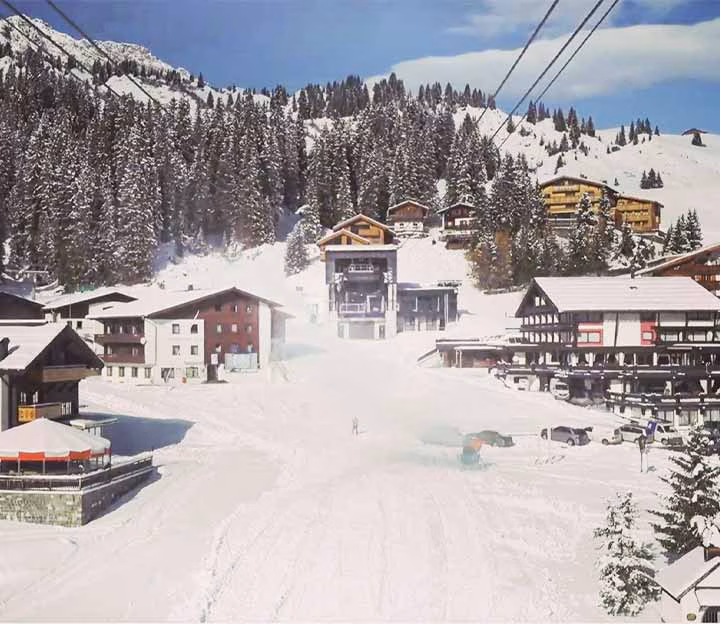 Village on the ski pistes in Austria
