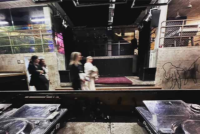 Turntable decks in a nightclub