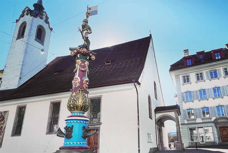 Buildings in a city centre square in Lucerne