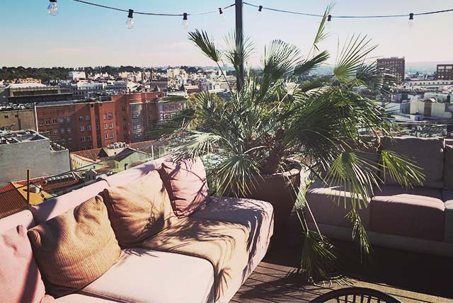 Sofa on a rooftop in Madrid