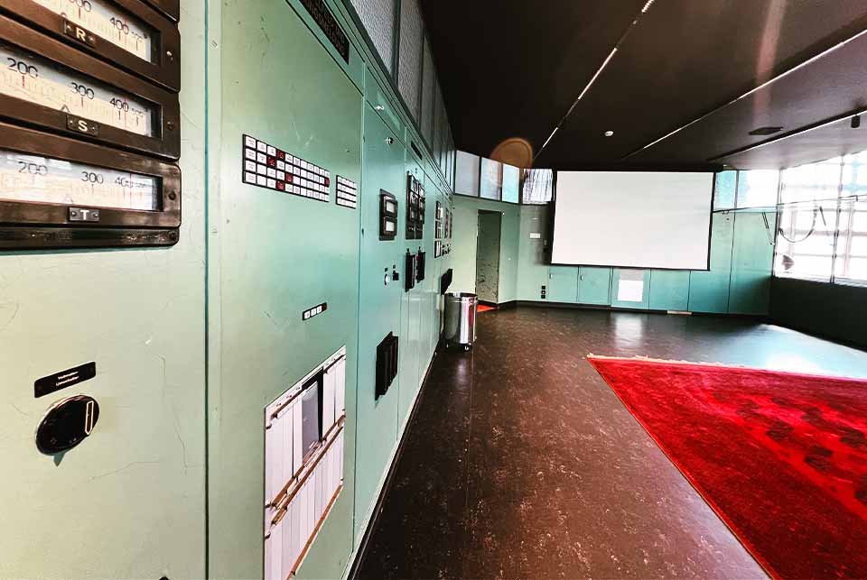 meeting room with old preserved machinery