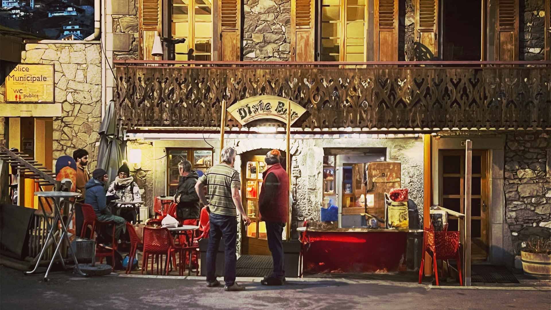 Front of a bar in Morzine, France