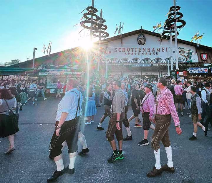 People in traditional dress at Oktoberfest