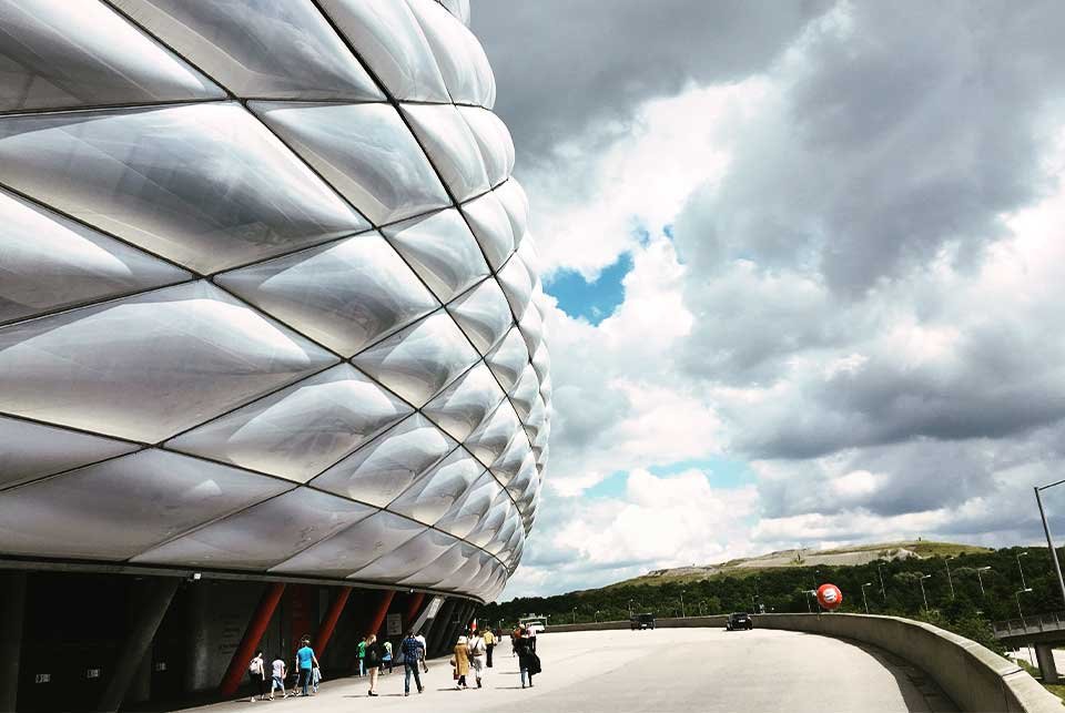 View of the side of Munich football stadium