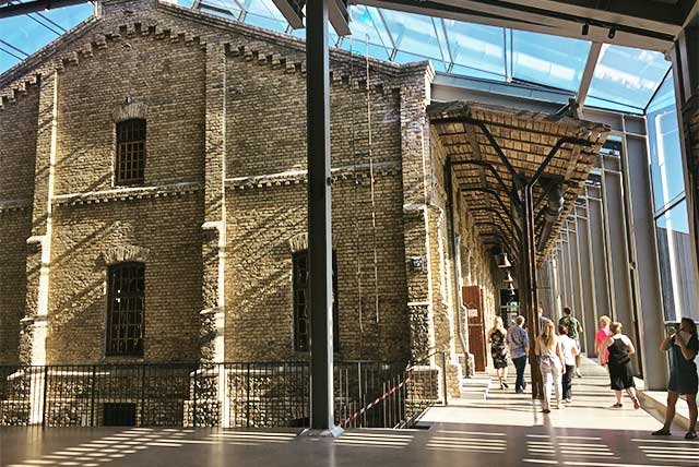 Glass walled interior of a hotel