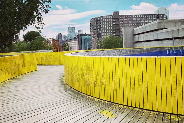 Bright yellow wall in a city