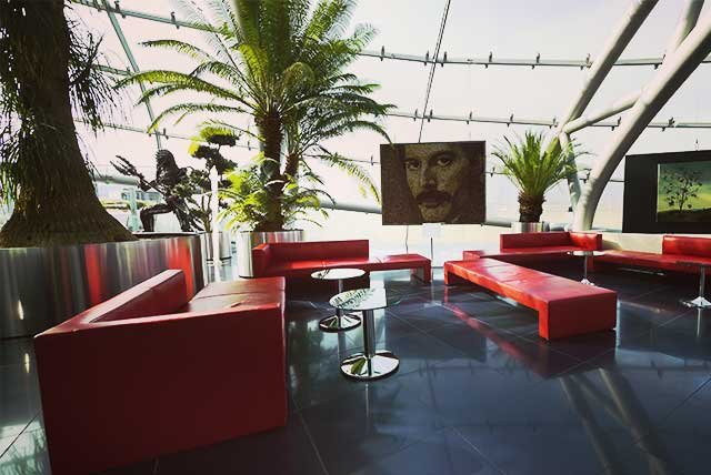 Modern furniture in Hangar 7 venue in Salzburg