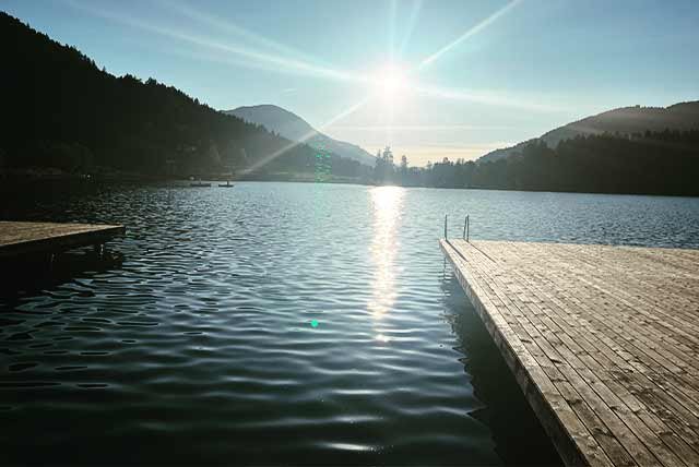 View from a pontoon of a KItzbühel lake