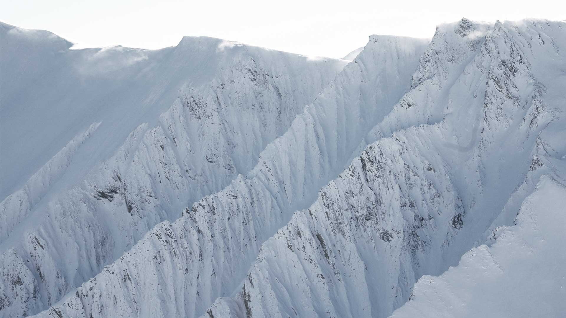 Jagged snow covered peaks