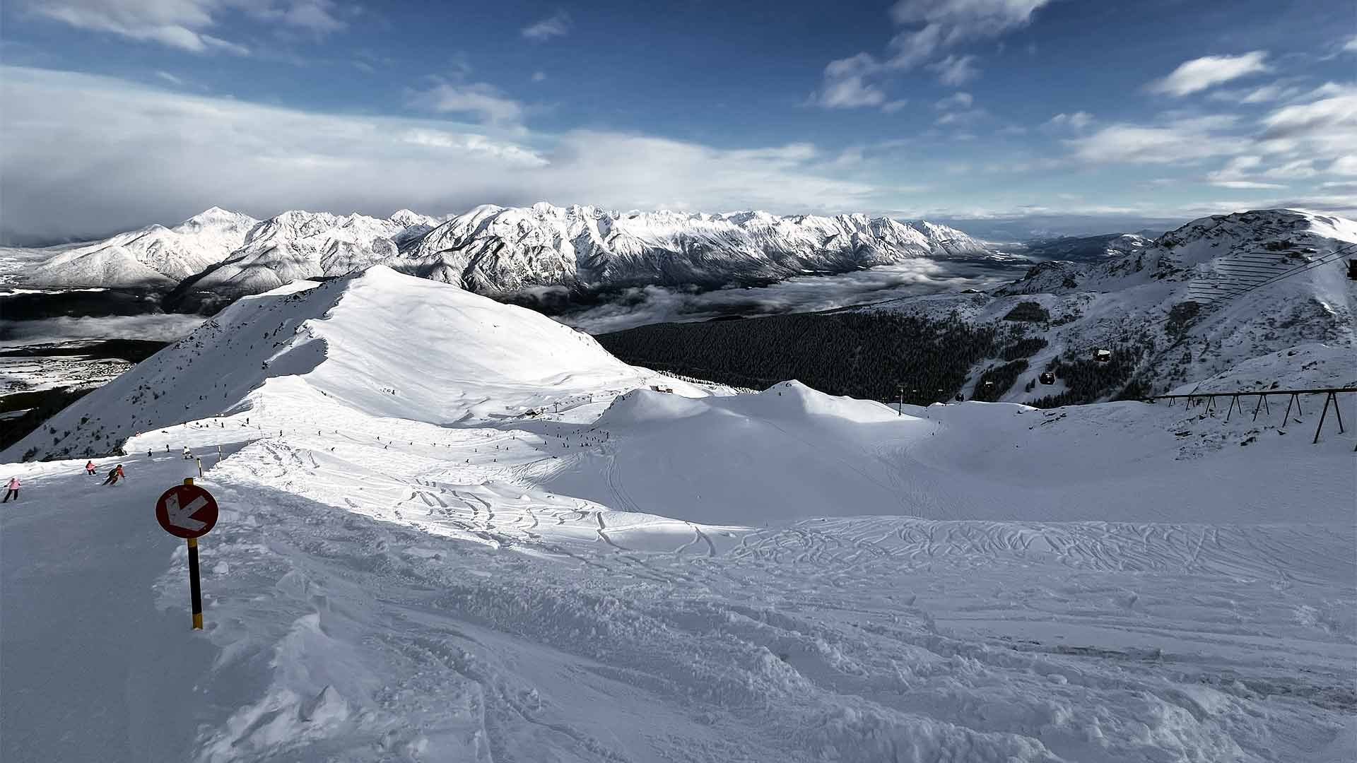 View over a snowy mountain