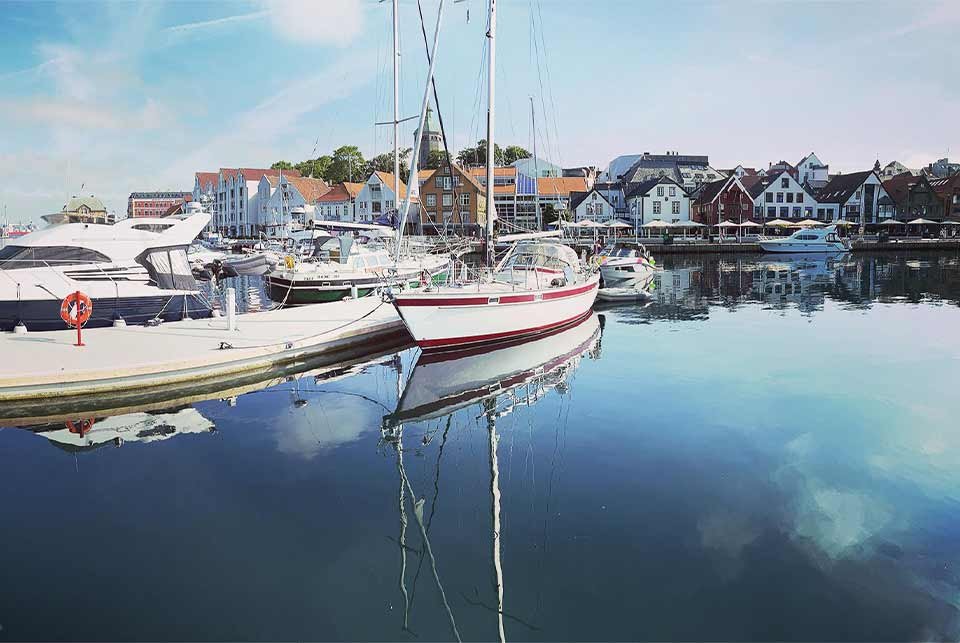 Yachts on the water of Stavanger harbour