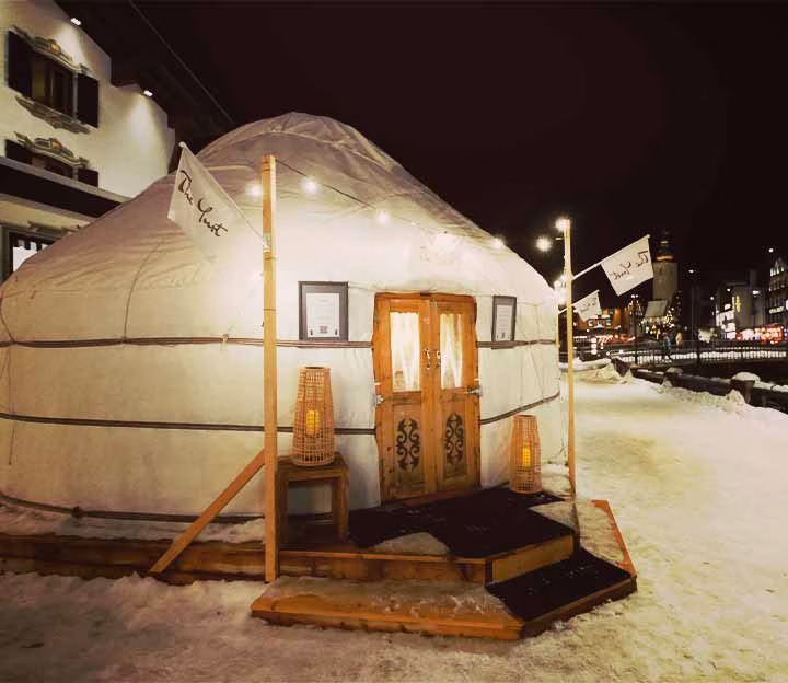 A Yurt in a snowy village in Austria