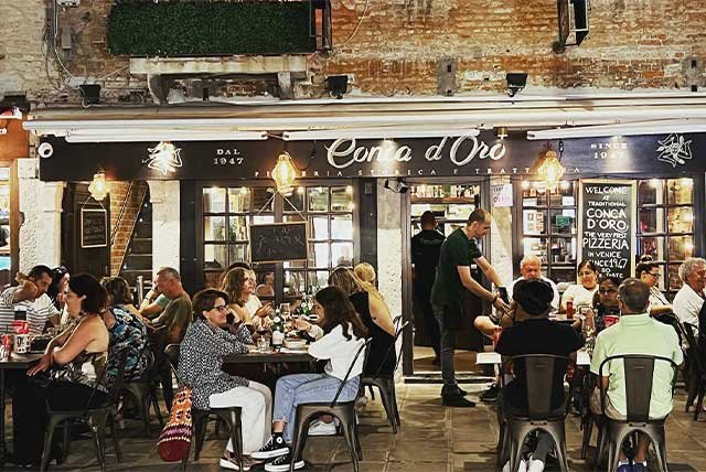 Restaurant terrace in venice