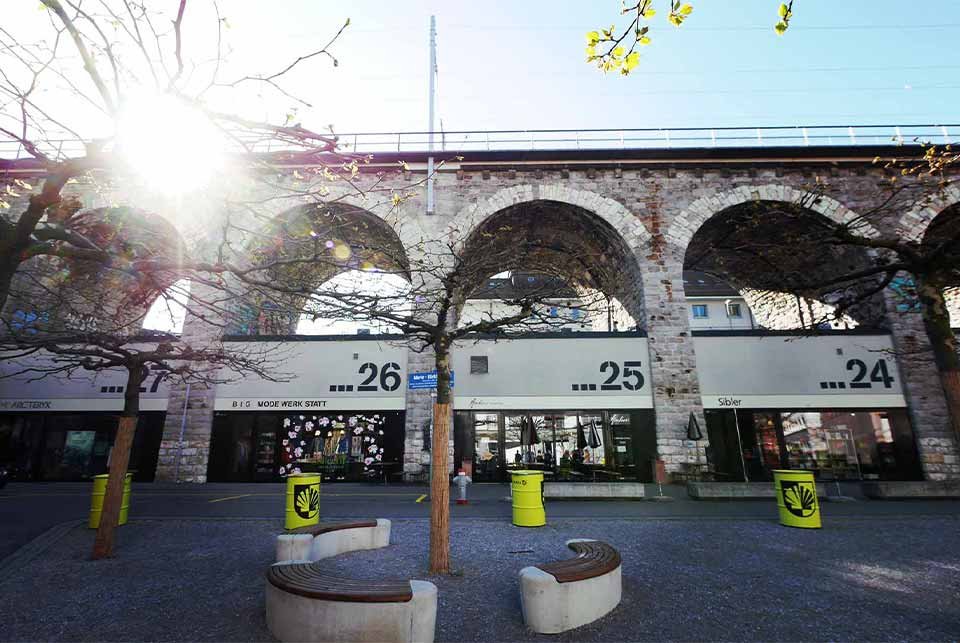 Shops under a viaduct